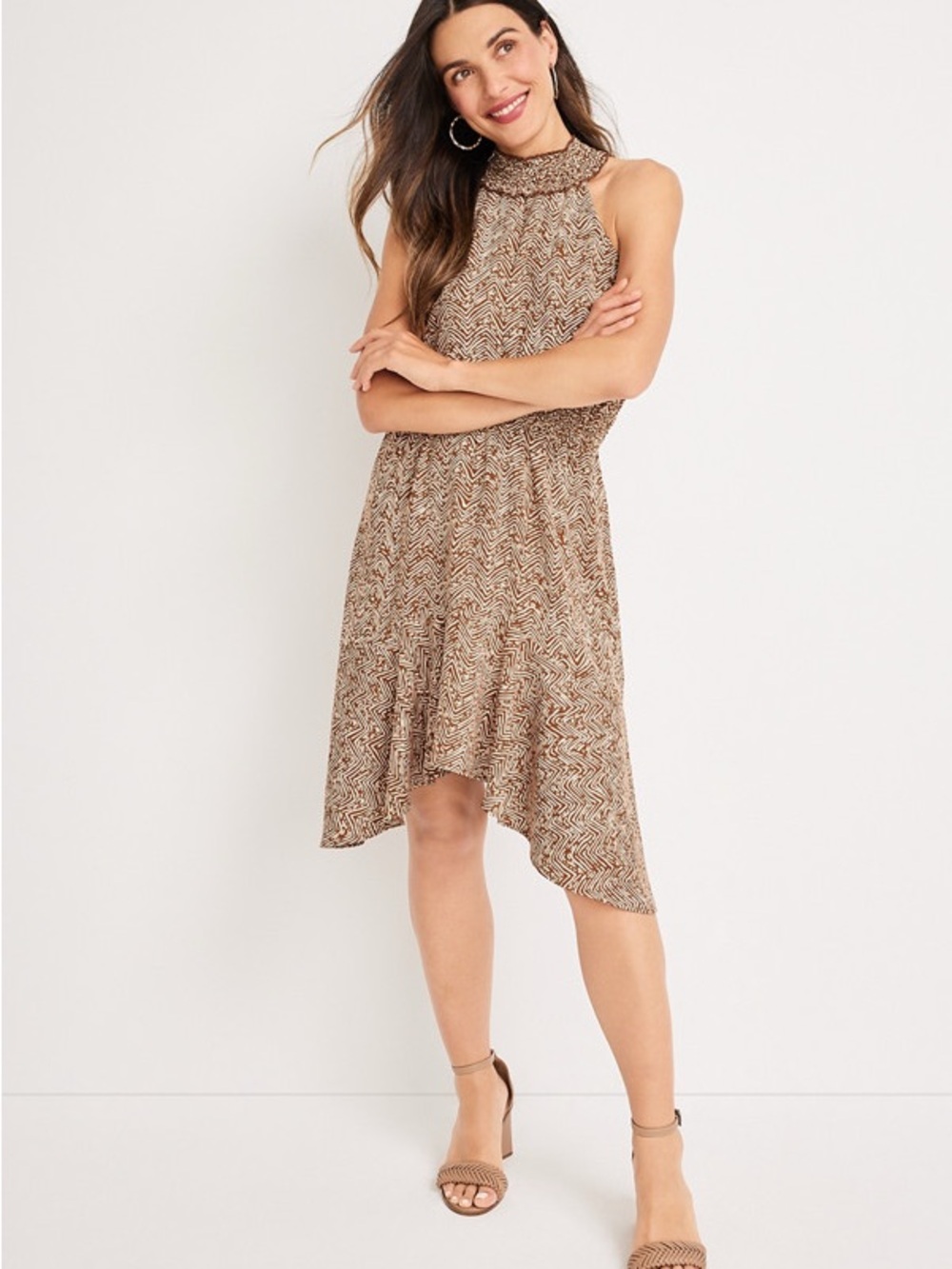Maurices NWT Plus Size Smocked High Neck Halter Style Mock Neck Mini Dress